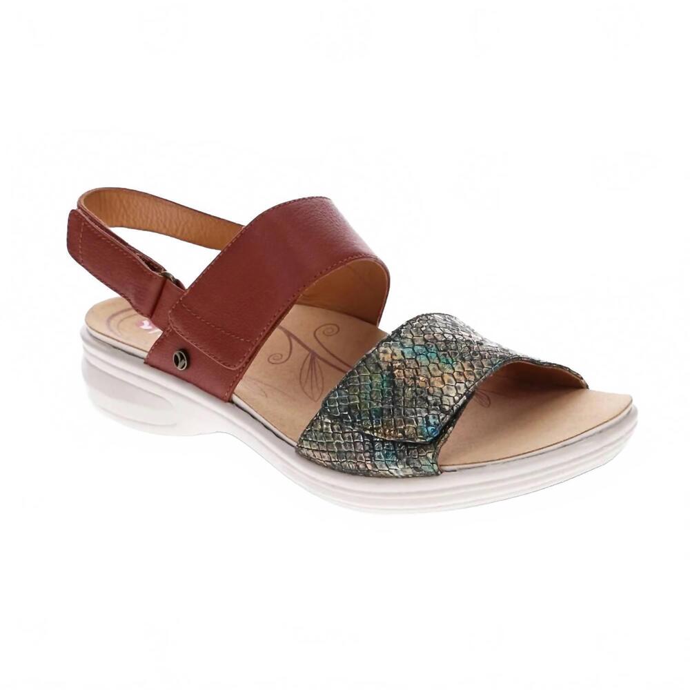 NEW REVERE women's como adjustable sandal in cognac/python